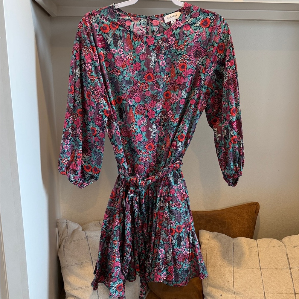 Evereve Floral Dress - Pink and Green